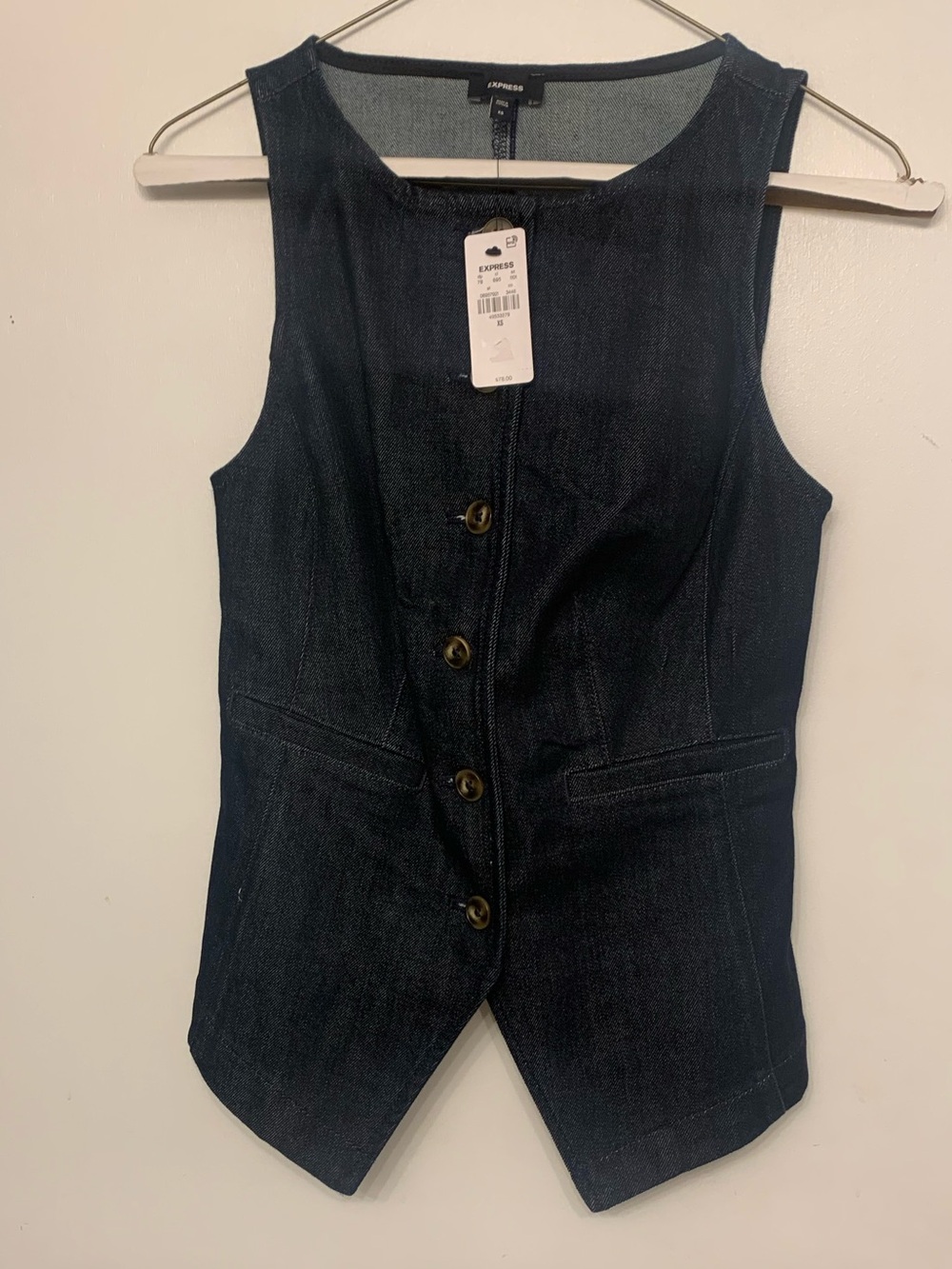 Express Dark Blue Denim Sleeveless Vest